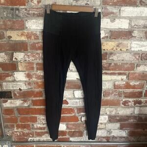 Black Stretch Elastic Sides Line Down Front Leggings Size S